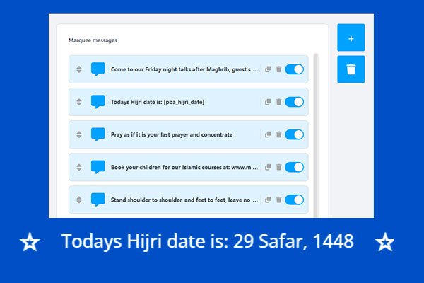 Scrolling mosque messages